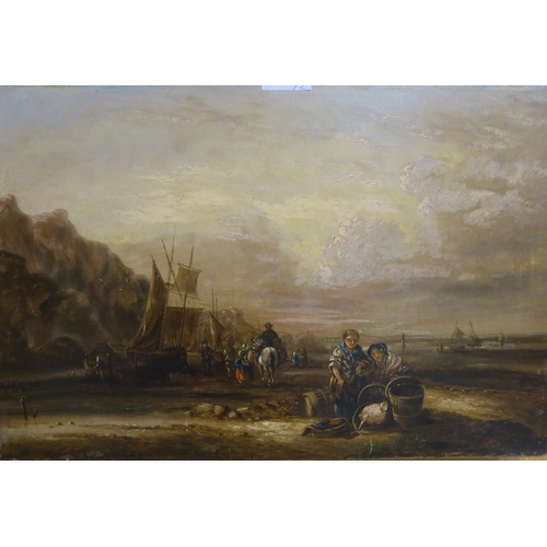 830 - SCOTTISH SCHOOL Landing the catch and another, oil on canvas, 30 x 46cm (2)