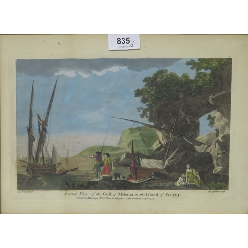 835 - AFTER LACROIX ENGRAVED BY MASQUELIEN Corsica and Sicily, coloured engraving, 22 x 30cm (2)... 