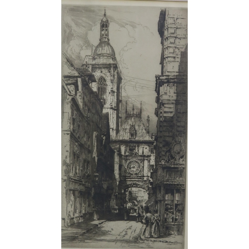 837 - ALBANY HOWARTH Le Grosse Morloge and Rue Damette,signed, etching, 38 x 21cm and W.Y.MACGREGOR R.S.A ... 