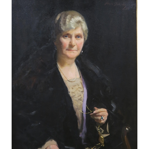 851 - COWAN DOBSON Portrait of a lady and gentleman, signed, oil on canvas, dated, (19)25, 74 x 62cm&... 