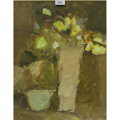 879 - DRUMMOND MAYO (SCOTTISH 1929-2021)YELLOW ROSES Oil on board, signed lower right, 46 x 36cm ... 