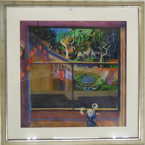 901 - MAUREEN BINNIE (SCOTTISH b.1958)STUDIO WINDOW WITH MARGUERITES Pastel, 90 x 90cm Together ... 