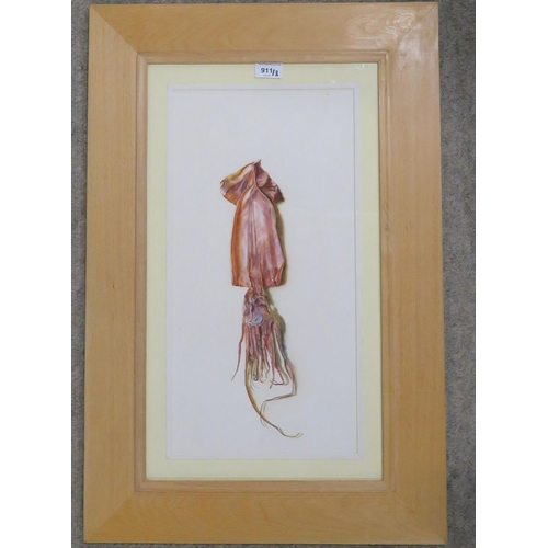 911 - <strong>RICHARD HUNTER RSW (SCOTTISH) </strong><br />DRIED SQUID <br />Mixed media, 51 x 2...