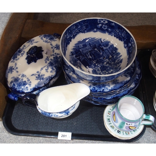 201 - A collection of blue and white ceramics Royal Albert Belinda, Royal Standard Lyndale, Imari palette ... 