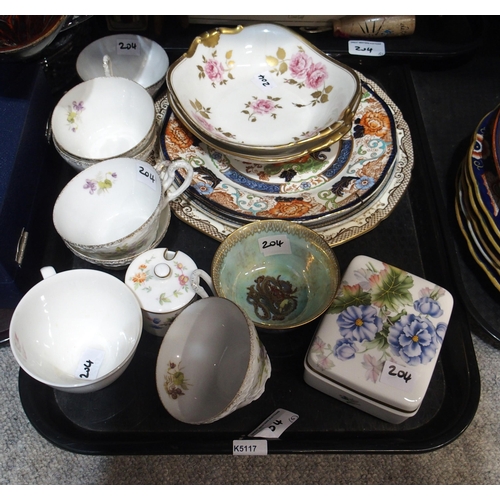 204 - A Wedgwood Daisy Makeig Jones dragon lustre bowl, Z4824, two Limoges dishes, Ironstone plates and as... 