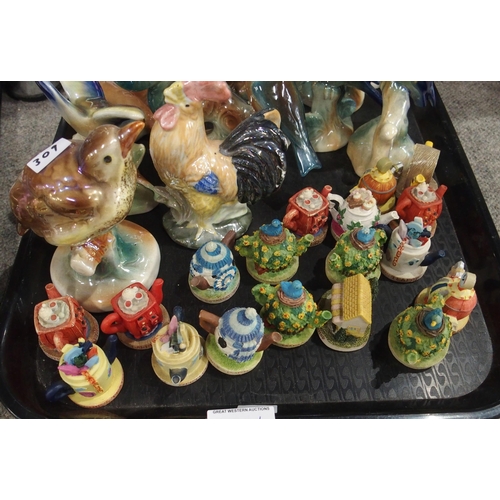 309 - A collection of bird and animal figures including Beswick, Campsie Ware and others