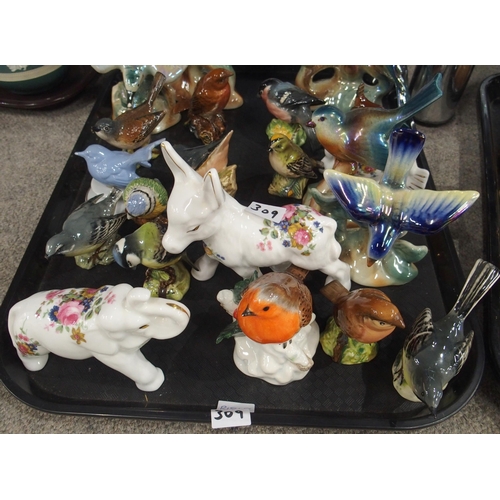 309 - A collection of bird and animal figures including Beswick, Campsie Ware and others