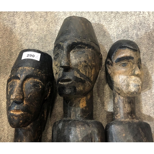 290 - Three carved tribal wooden figures