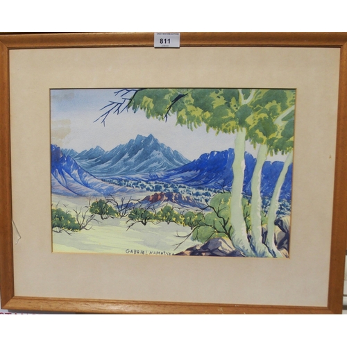 811 - GABRIEL NAMATURA Ghost Gum, MacDonnell Ranges, signed, watercolour, 26 x 38cm