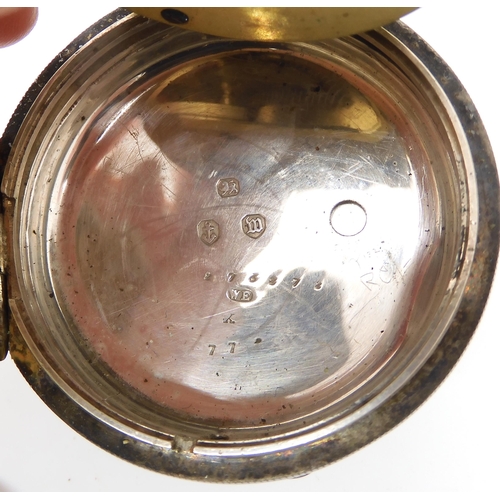 732 - A silver pocket watch, hallmarked Birmingham 1896, a gold plated silver Saltire ring set with diamon... 