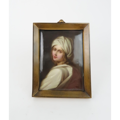 155 - A GERMAN PORCELAIN PLAQUE OF BEATRICE CENCIafter Guido Reni, impressed 