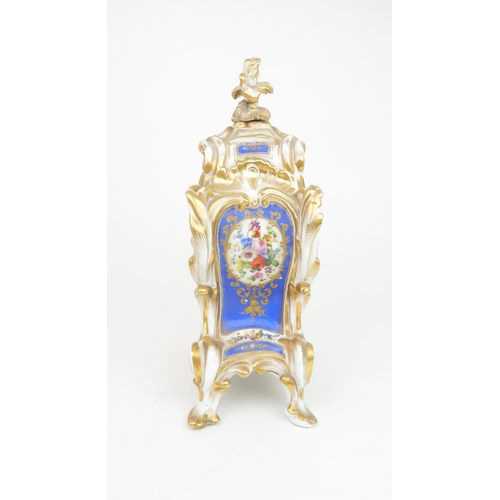 160 - A FRENCH PORCELAIN ROCOCO STYLE CHIMING CLOCKthe silvered dial with Roman numerals, within a gilt me... 