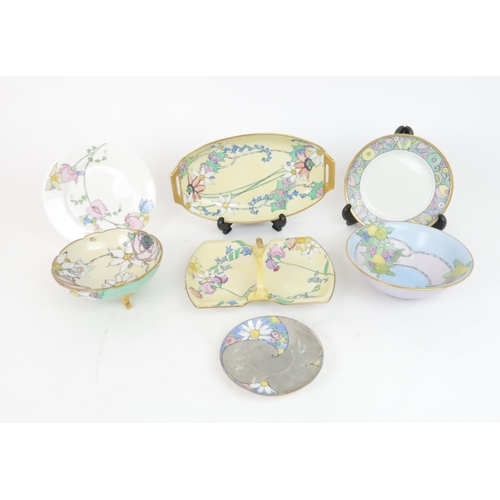 180 - ELIZABETH MARY WATT (1886-1954)A collection of hand painted mainly flower decorated porcelain p... 