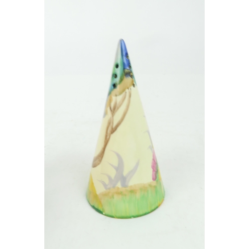 204 - CLARICE CLIFF BIZARRE 'AUREA' PATTERN CONICAL SUGAR SIFTERprinted marks to base, 14cm high... 