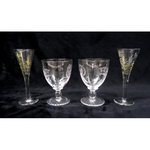 210 - A PAIR OF HARBRIDGE GEORGE VI 1937 CORONATION GLASSEStogether with a pair of wine glasses, with insi... 