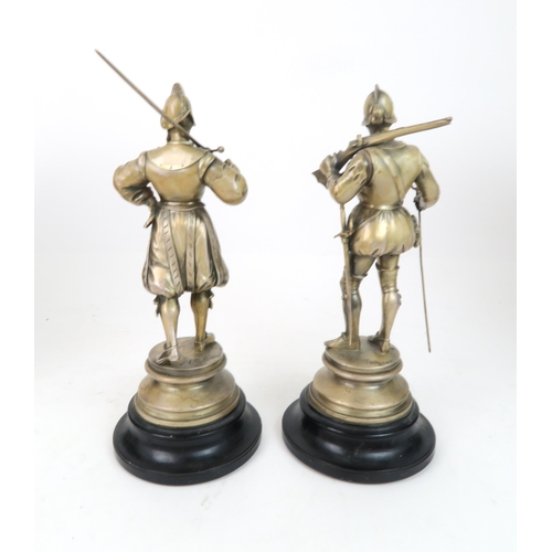 218 - AFTER EMILE GUILLEMIN, FRENCH 1841-1907 A pair of silvered bronze figures of Vatican Swiss Guards, p... 