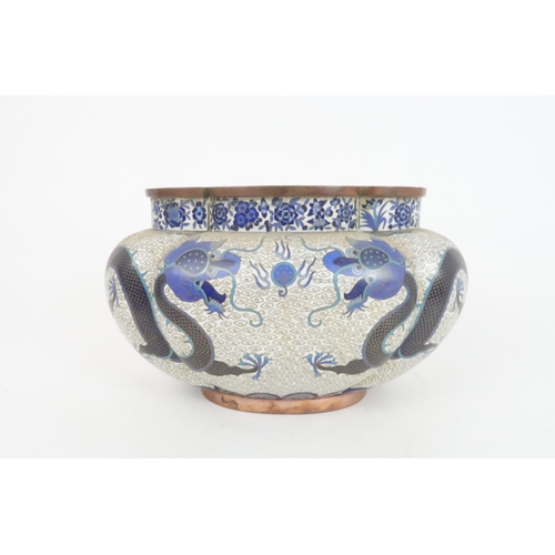 331 - CHINESE CLOISONNE comprising;oval lobed bowl, 24cm wide, pair of covered jars, 19cm high, cover... 