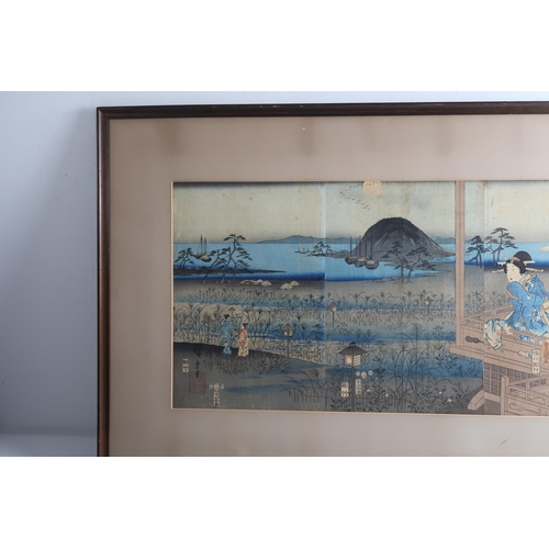 353 - UTAGAWA HIROSHIGE (1797-1858) & UTAGAWA KUNISADA (1786-1865)a Japanese woodblock oban triptych f... 