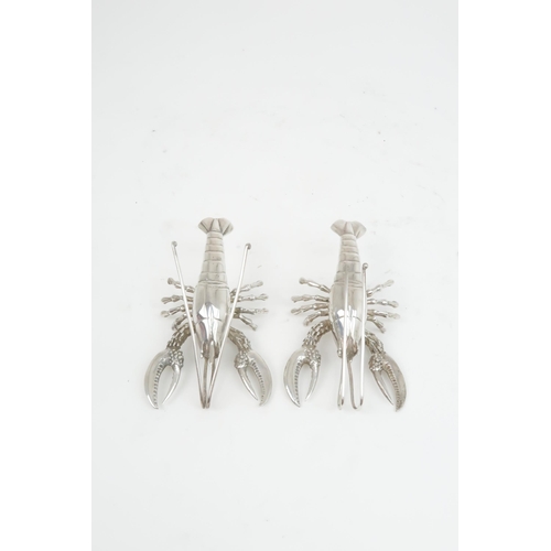 409 - A PAIR OF MODERN ITALIAN SILVER MODELS OF LOBSTERSstamped 925 to the bottom of the tails, Firenze, m... 