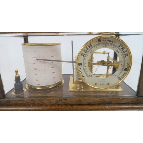 515 - A WILLIAM ROBERTSON & SON BAROGRAPH Within an oak and bevelled glass case, single drawer for cha... 