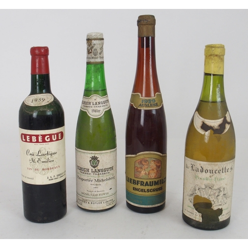 639 - ULRICH LANGGUTH TRABEN-TRARBACH 1961,  Liebfraumilch Engelsgruss 1929 Auslese, Lebegue Cru Lartique ... 