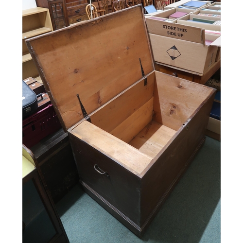 147 - A Victorian pine blanket chest, 68cm high x 110cm wide x 62cm deep