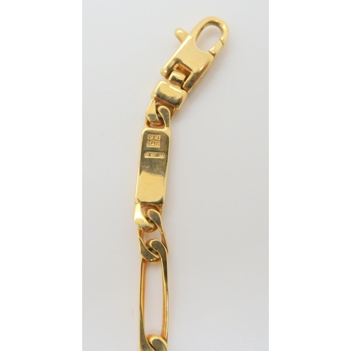 574 - An Italian 9ct gold baton and curb link bracelet, length 19.3cm, together with two further neck chai... 