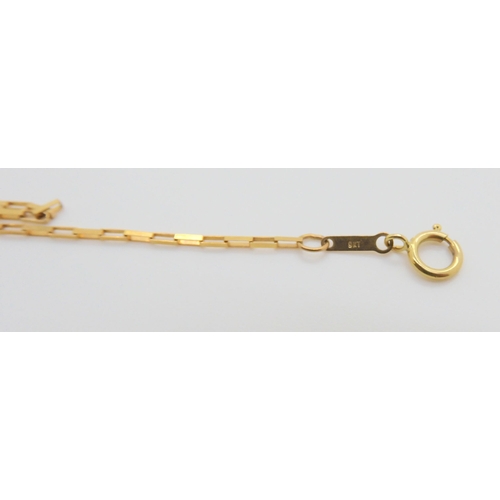 574 - An Italian 9ct gold baton and curb link bracelet, length 19.3cm, together with two further neck chai... 