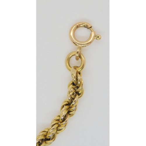 604 - A 9ct gold rope chain, length 38.5cm, weight 9.4gms