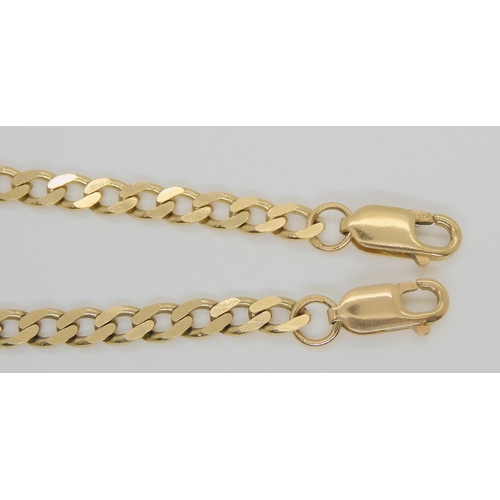 631 - A 9ct gold long curb chain necklace, length 77cm with matching bracelet, length 19.2cm, weight toget... 