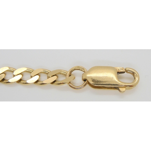 631 - A 9ct gold long curb chain necklace, length 77cm with matching bracelet, length 19.2cm, weight toget... 