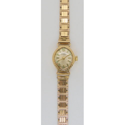 639 - A 9ct gold ladies Corvette watch and strap, weight including mechanism 13.1gms