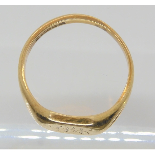 680 - A 9ct gold signet ring size R1/2, inscribed to inner shank, weight 6.4gms