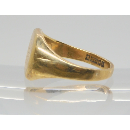 680 - A 9ct gold signet ring size R1/2, inscribed to inner shank, weight 6.4gms