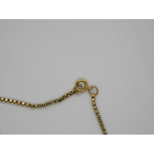 699 - Two 9ct gold box chains, lengths 46cm 40cm, both with yellow metal clasps, weight 10.3gms