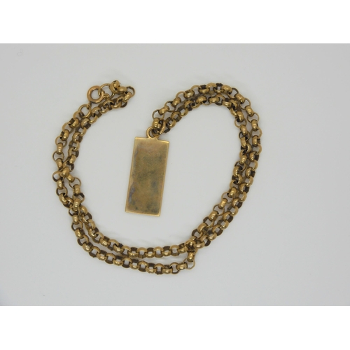 710 - A 9ct gold ingot pendant with full hallmarks for 1977, dimensions 3.5cm with bail x 1.3cm, and a a 9... 