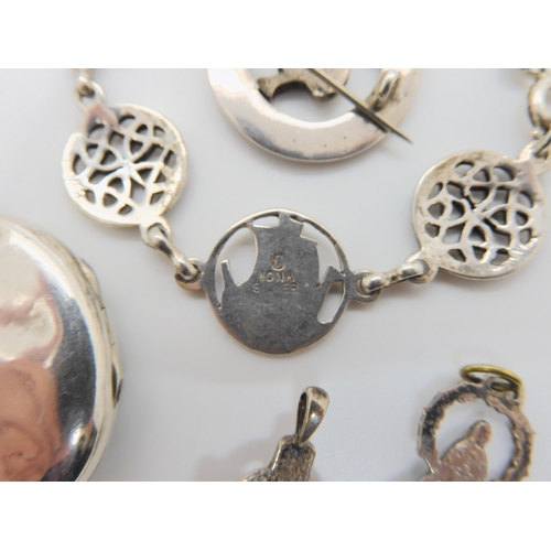 725 - A silver John Hart of Iona knotwork and longship bracelet, Maria Theresa coin earrings and other ite... 