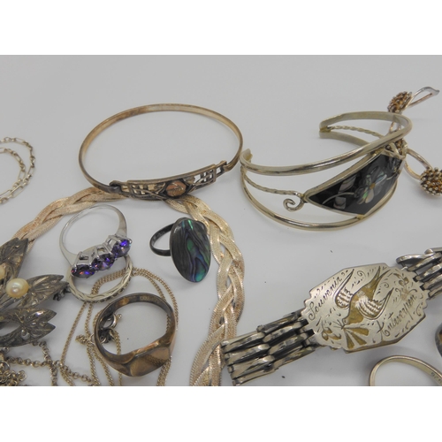 746 - A collection of silver and costume jewellery to include chain, pendants, rings etc