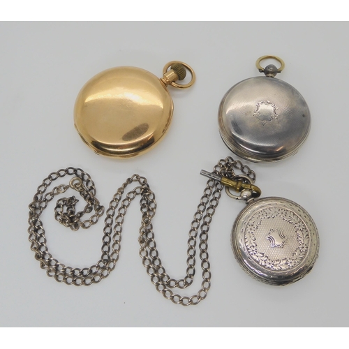 751 - A silver open face pocket watch hallmarked London 1855, diameter 4.5cm, a continental silver example... 