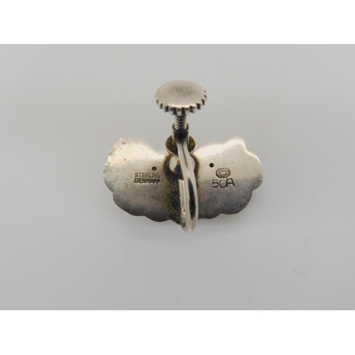 758 - A pair of Georg Jensen screw back earrings, pattern number 50A, together with a 18ct white gold Bulo... 