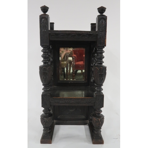 90 - A 19th century oak two tier whatnot/shelf with turned baluster uprights and bevelled glass mirror, 1... 