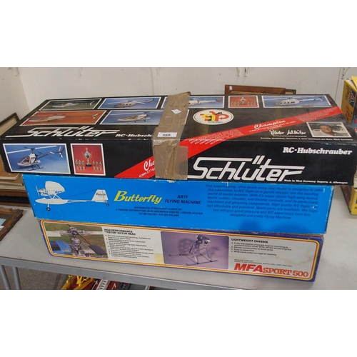 568 - A lot of boxed model helicopters, MFA Sport 500, Schutter Scout 60, Schutter Champion with a Butterf... 