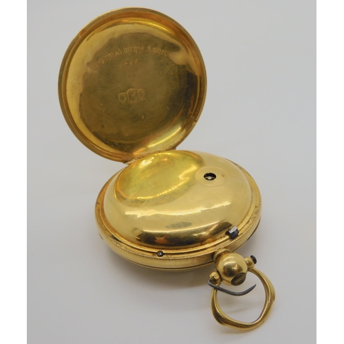 834 - AN 18CT GOLD OPEN FACE POCKET WATCHwith decorative dial and blued steel hands. Hallmarked London 184... 