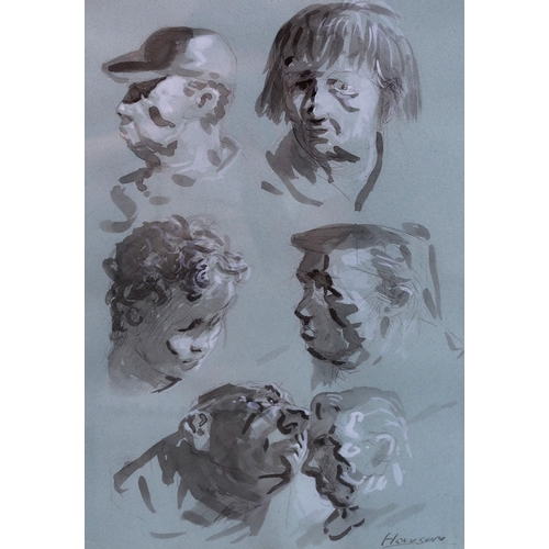 851 - PETER HOWSON OBE (SCOTTISH b. 1958)HEAD STUDIES Ink and wash, signed lower right, 42 x 30cm (16.5 x ... 