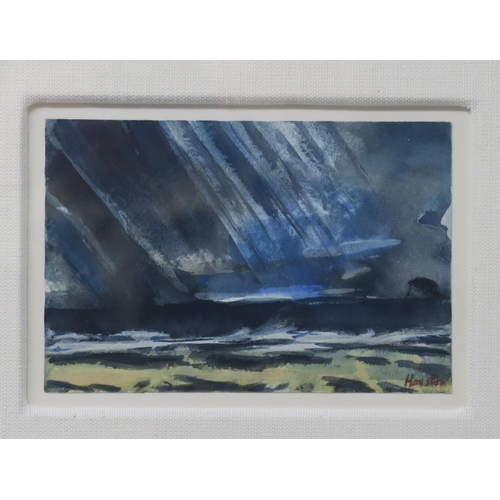 864 - JOHN HOUSTON OBE RSA (1930-2008)BASS ROCK, RAIN APPROACHING Watercolour, signed lower right, 10 x 15... 