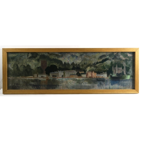 873 - WILLIAM CROSBIE RSA RGI (1915-1999)INVERARAY, SEPTEMBER Oil on panel, signed upper left, 30 x 102cm ... 