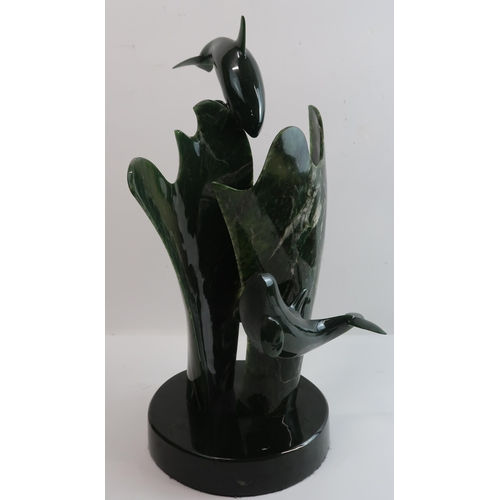 875 - LYLE SOPEL (CANADIAN b.1951)MUSIC MAKERS, KILLER WHALES Nephrite Jade, signed 'Sopel', inscribed 'E8... 