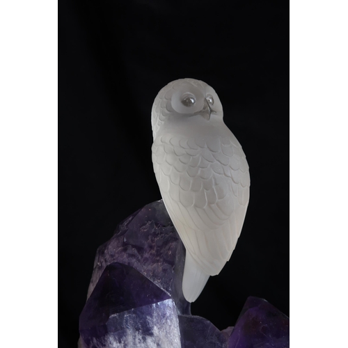 876 - LYLE SOPEL (CANADIAN b.1951)FEATHERED SAGE Nephrite Jade, Amethyst, Quartz, signed 'Sopel', inscribe... 