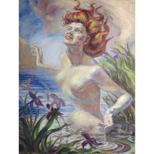 879 - CATHERINE L CHARLES (FL..1928-1946)WATER NYMPH Oil on canvas, signed lower left, 88 x 66cm (34.... 