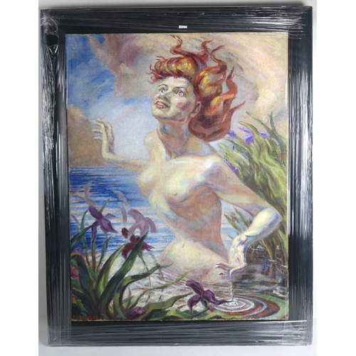 879 - CATHERINE L CHARLES (FL..1928-1946)WATER NYMPH Oil on canvas, signed lower left, 88 x 66cm (34.... 